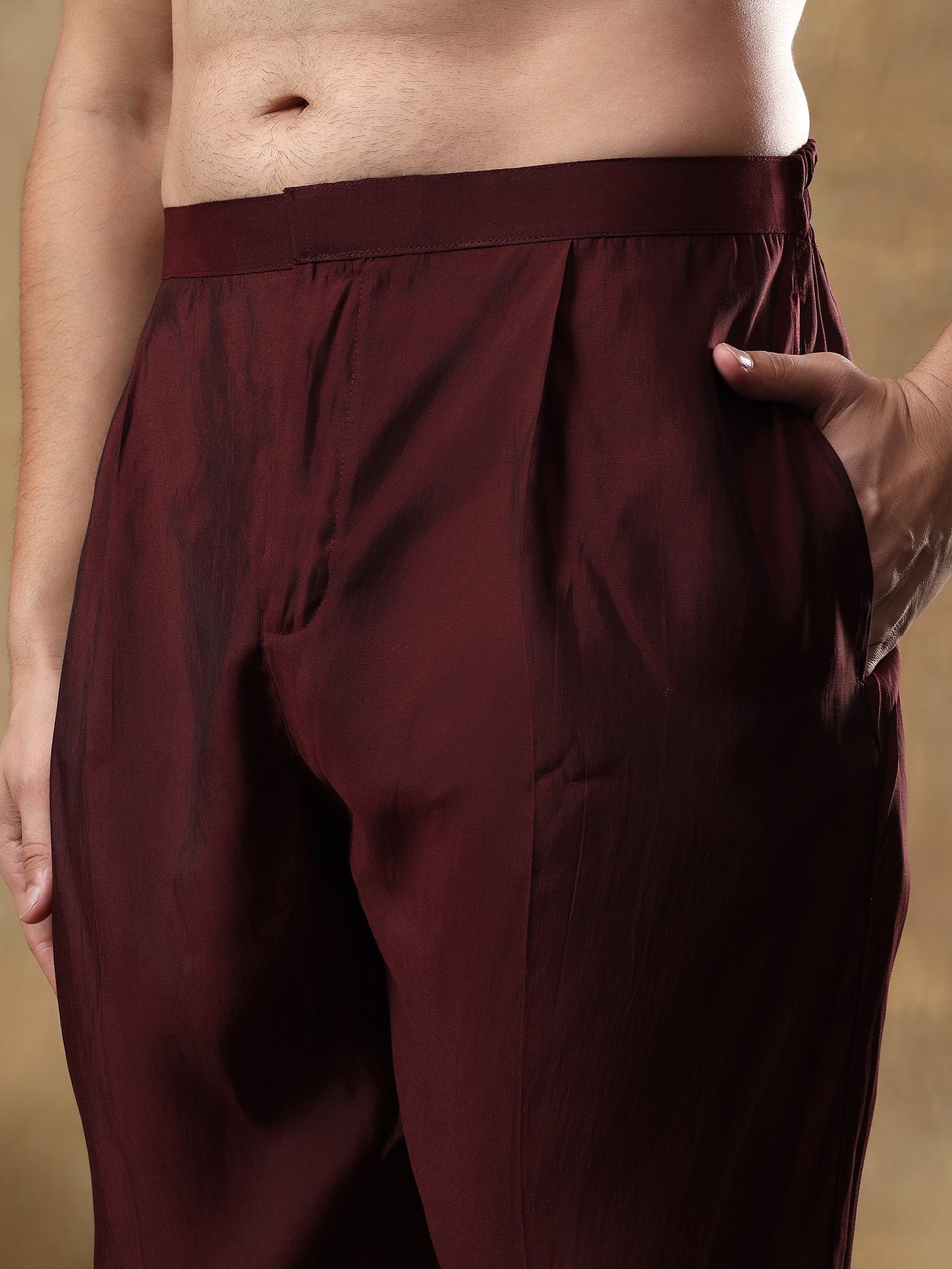 Deep Wine Grid Patterned Kurta Set