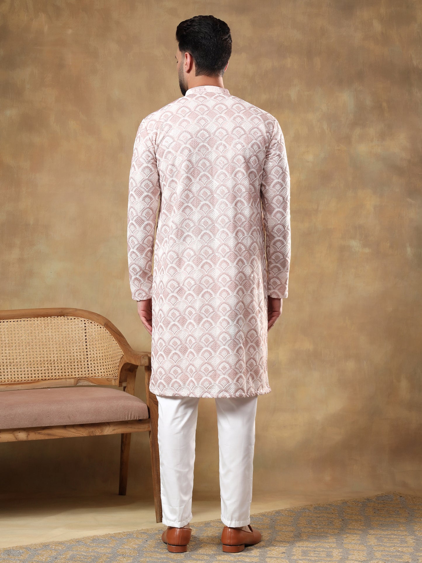 Dusty Pink Sequins Patterned Kurta Set