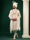 Pastel Cream Paisley Pattern Sherwani Set