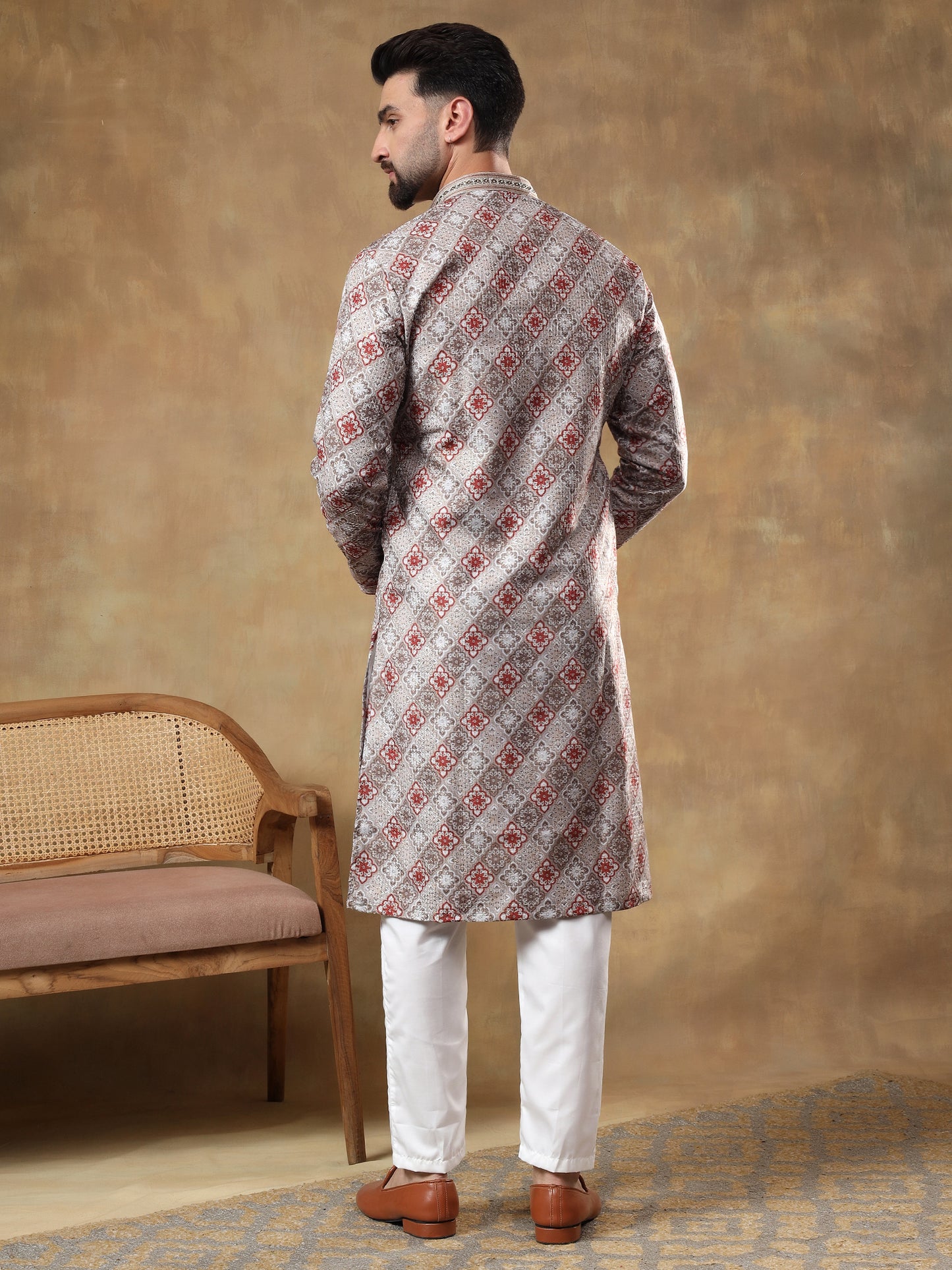 Festive Dusty Brown Kurta Pajama Set