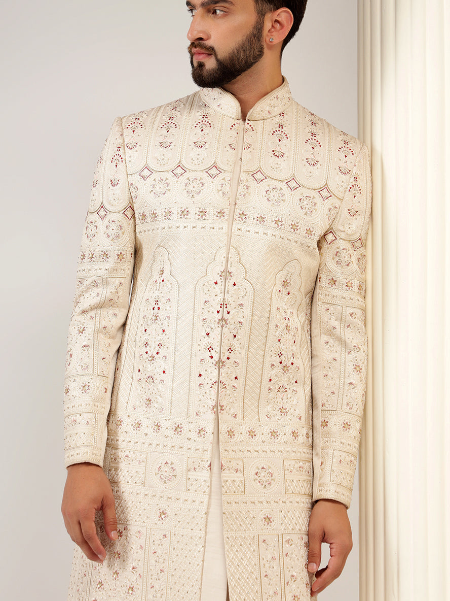 Classy Fawn Gold Color Sherwani With Heavy Embroidery