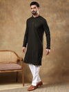 Olive Green Patterned Sequins Work Kurta Set