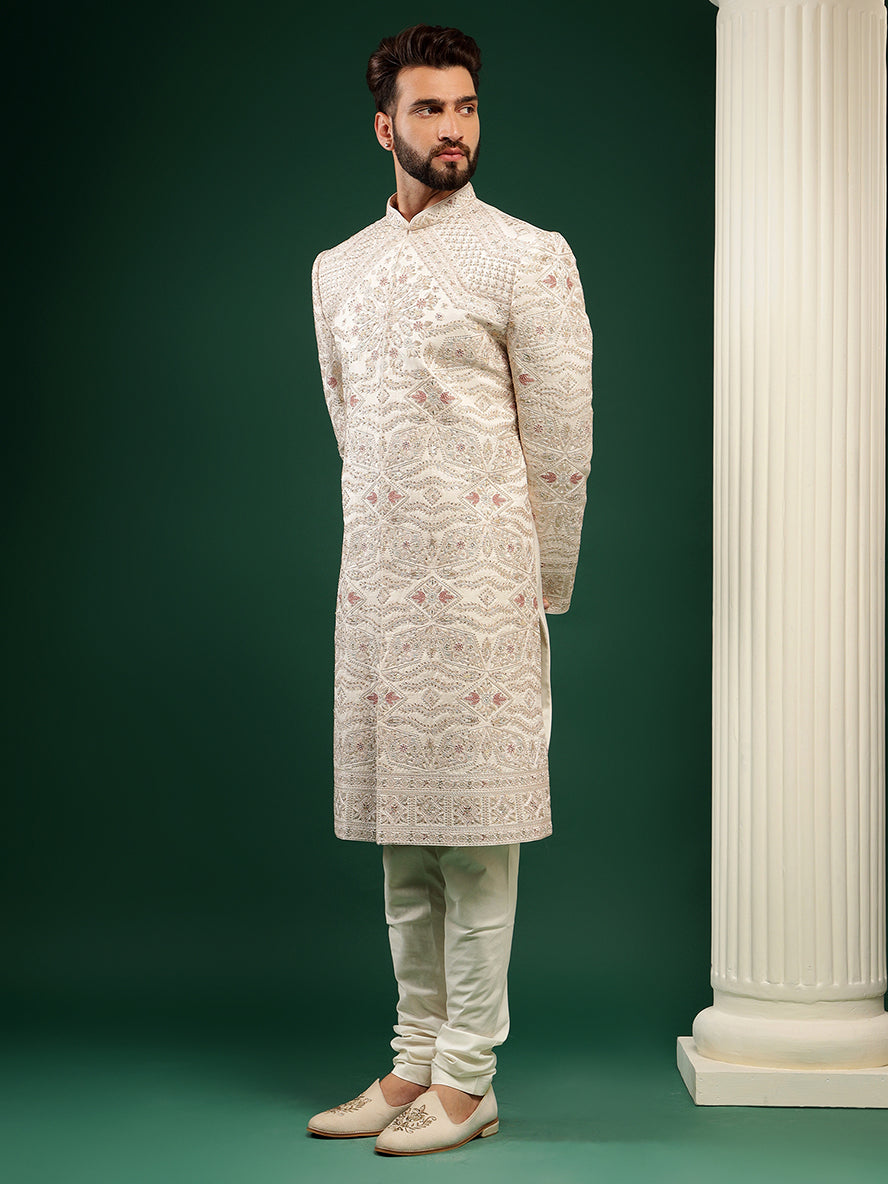 Rosegold Sherwani Set With Kashida Handwork