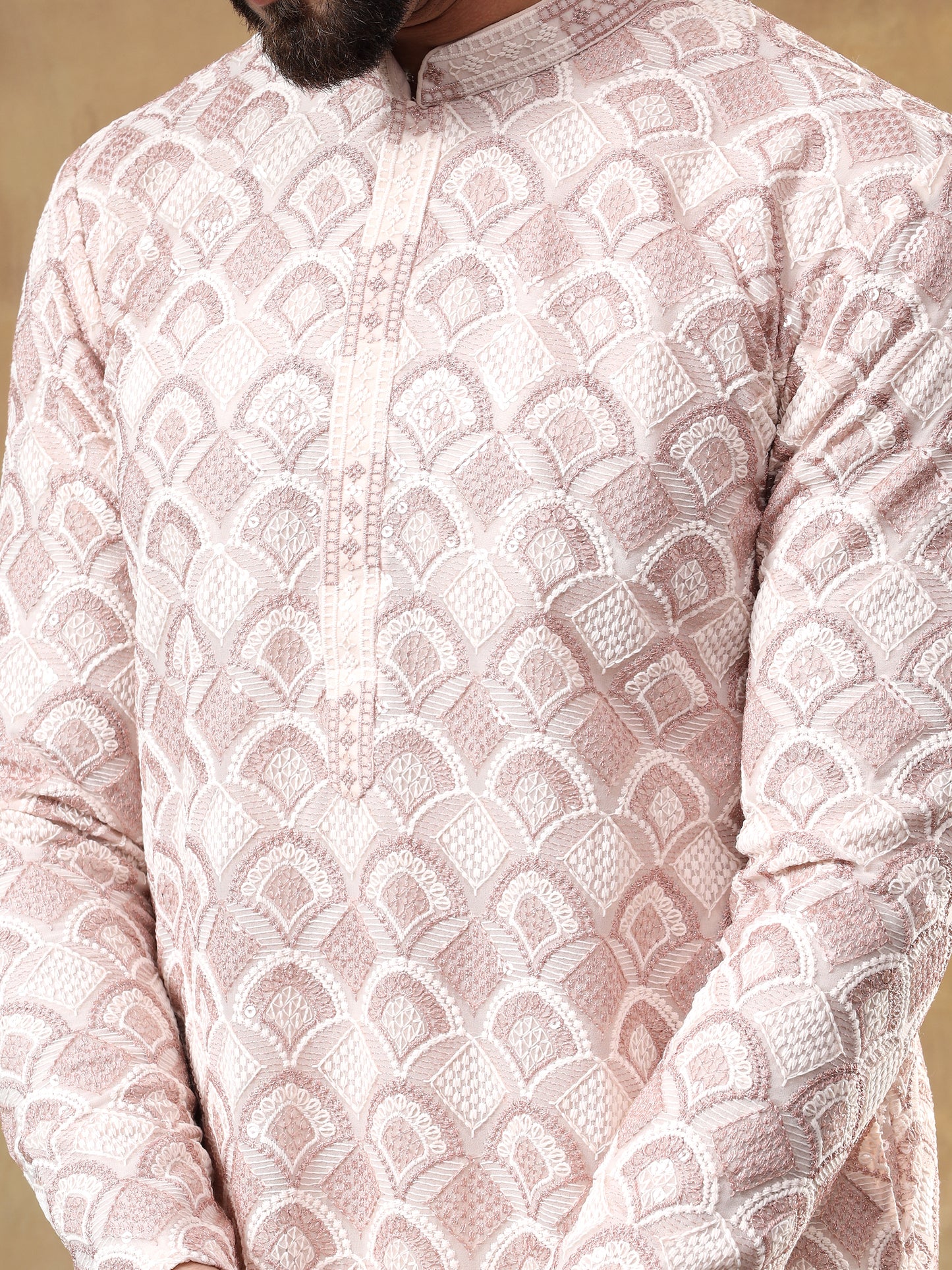 Dusty Pink Sequins Patterned Kurta Set