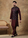 Deep Wine Grid Patterned Kurta Set