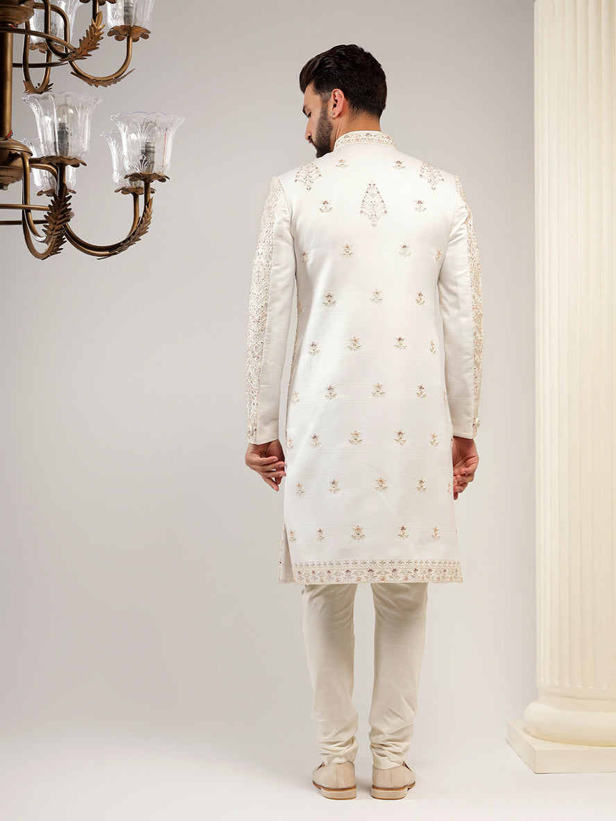 Plush cream color sherwani set