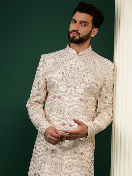 Rosegold Sherwani Set With Kashida Handwork