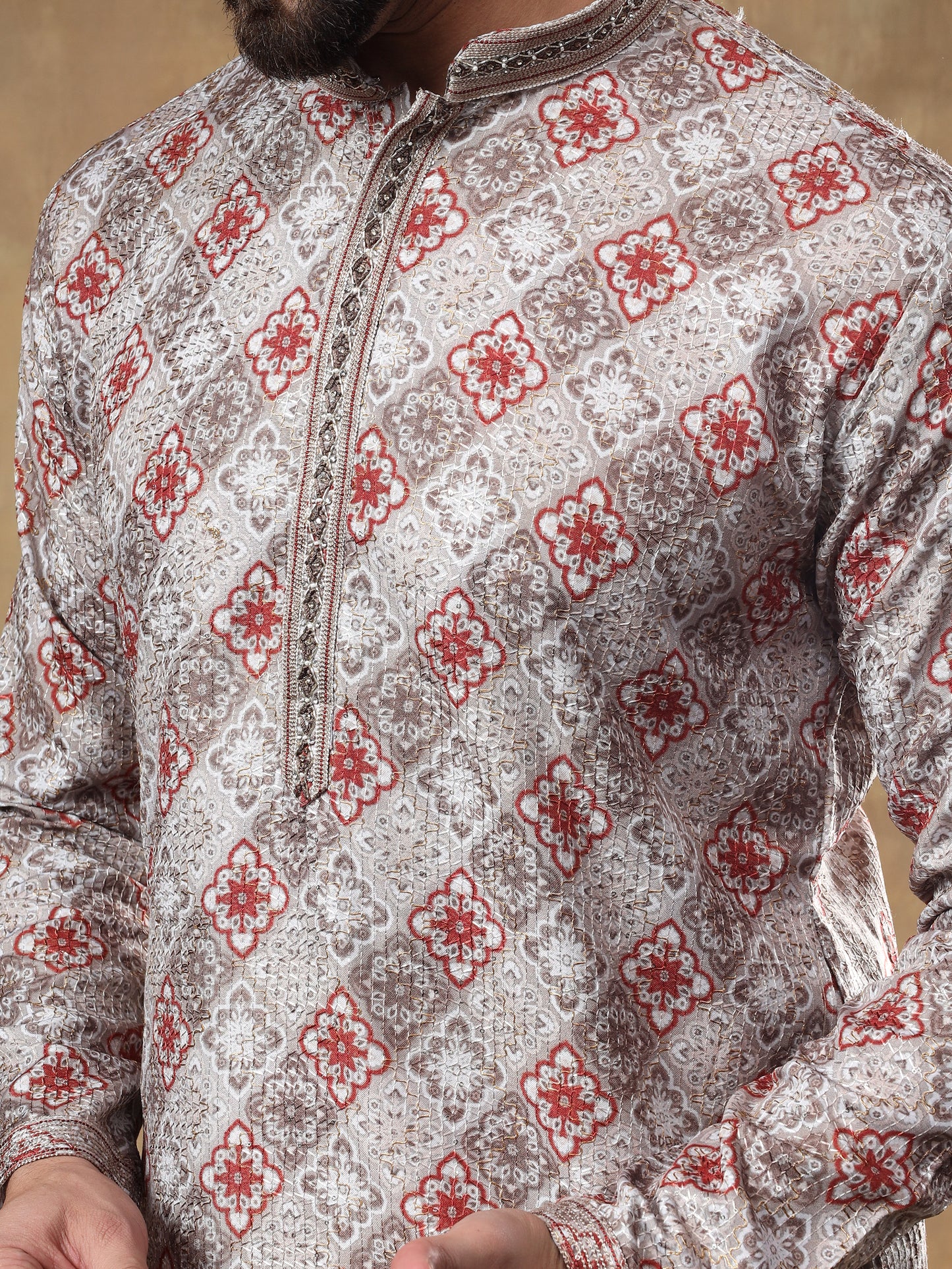Festive Dusty Brown Kurta Pajama Set