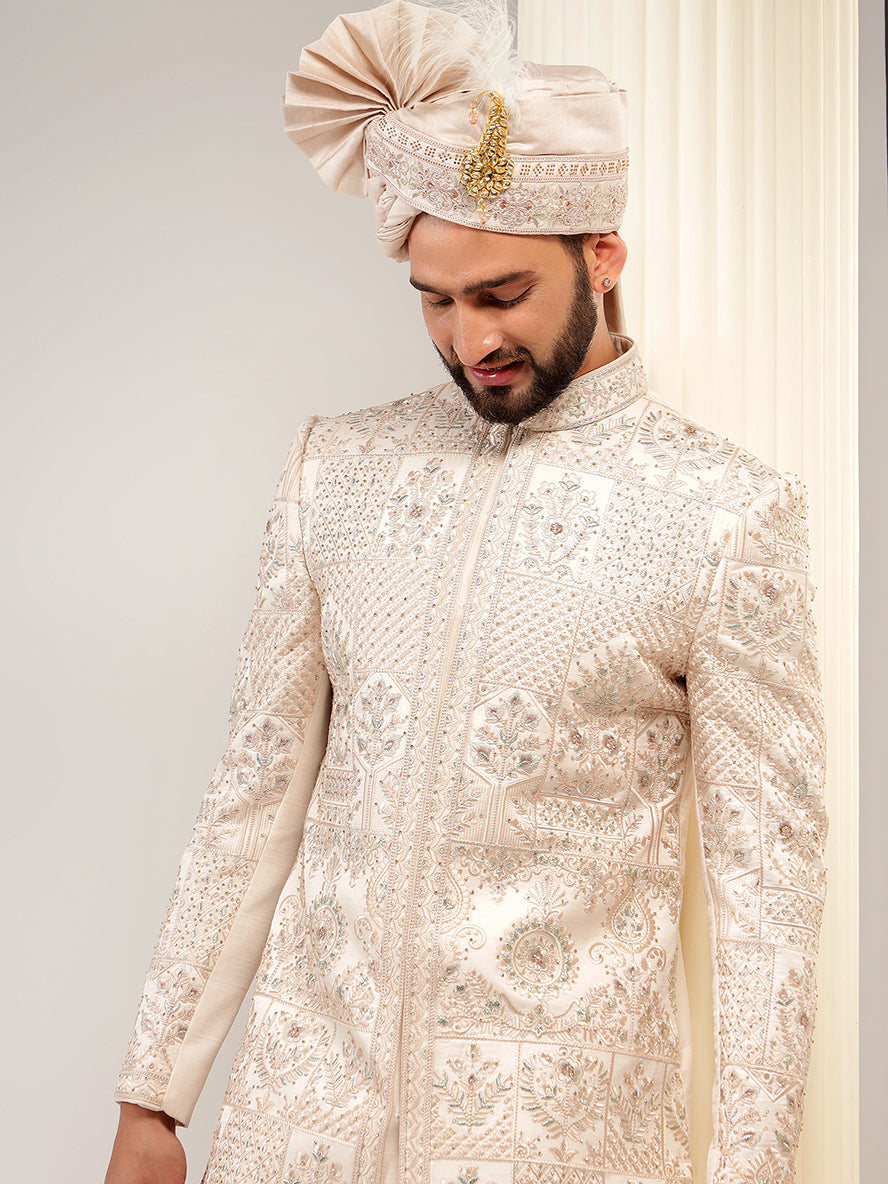 Blush Peach Color Sherwani Set