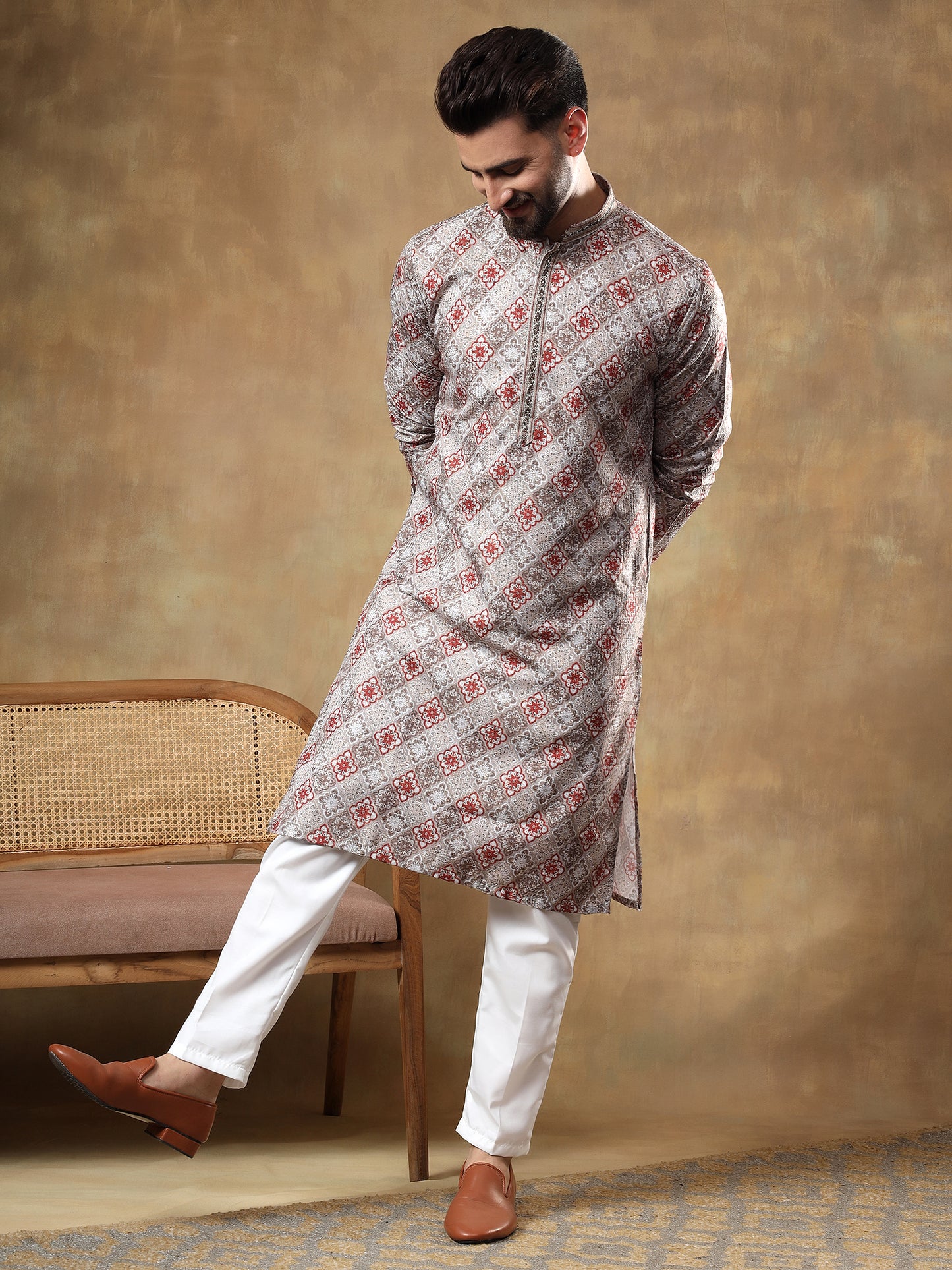 Festive Dusty Brown Kurta Pajama Set