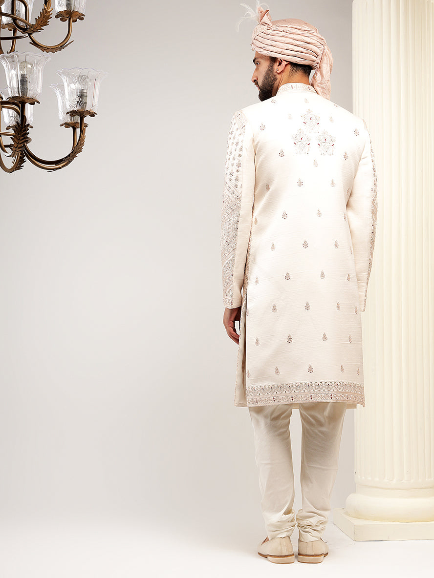 Mauve Pink Sherwani With Royal Handwork Pattern