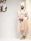 Enchanting Cream Color Self Embroidered Sherwani Set