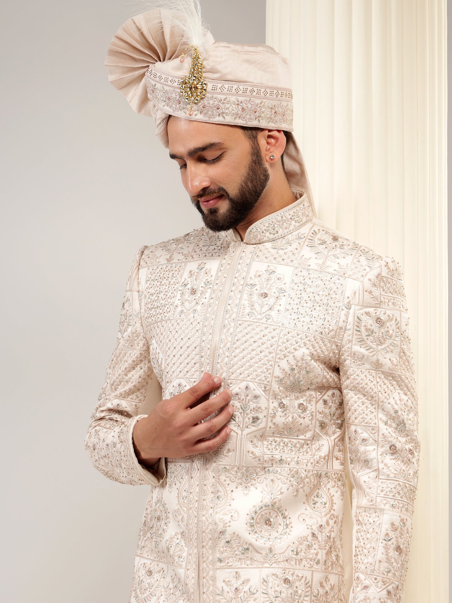 BLUSH PEACH COLOR SHERWANI SET