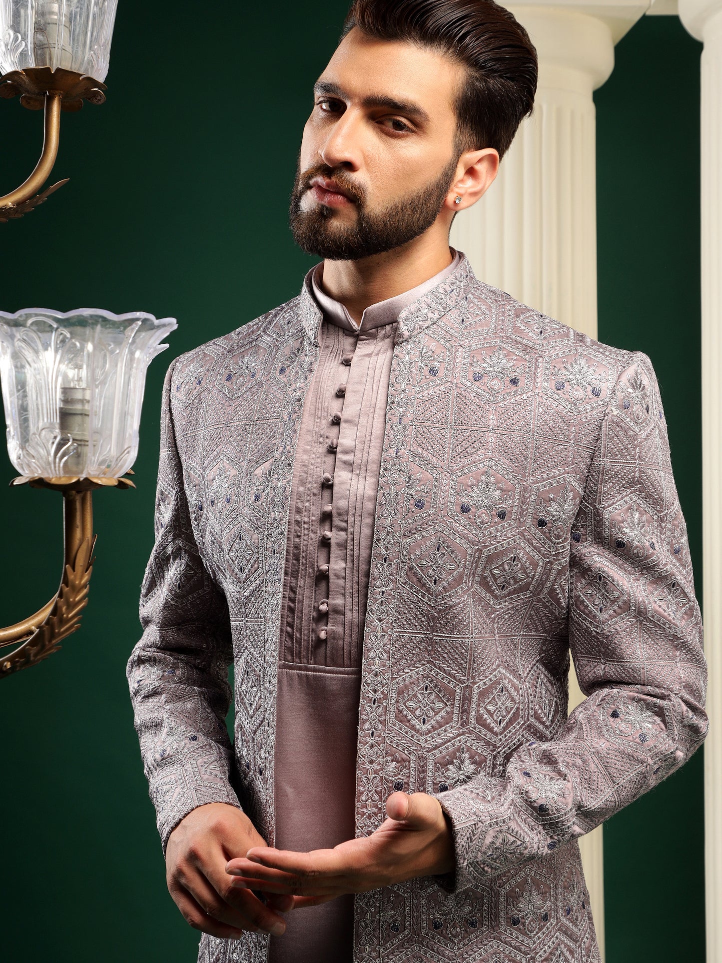 CHARISTMATIC LAVENDER COLOR INDOWESTERN WITH MATCHING KURTA