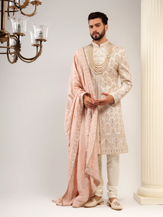 ETHNIC MOTIFS ROSE GOLD SHERWANI