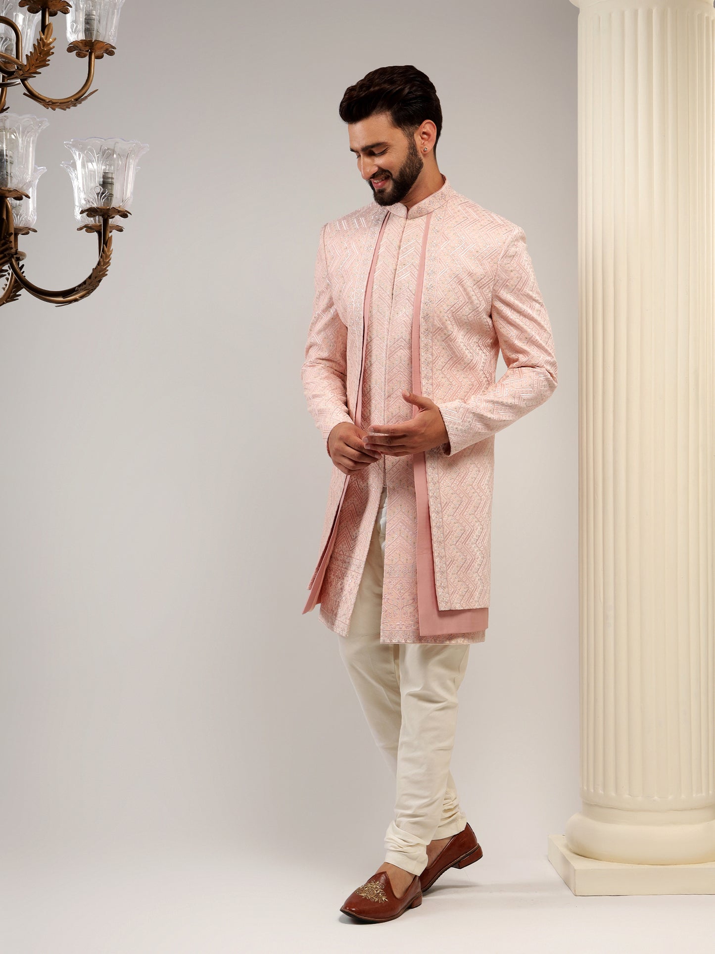 FLAMINGO PINK SHRUG STYLE INDOWESTERN SET