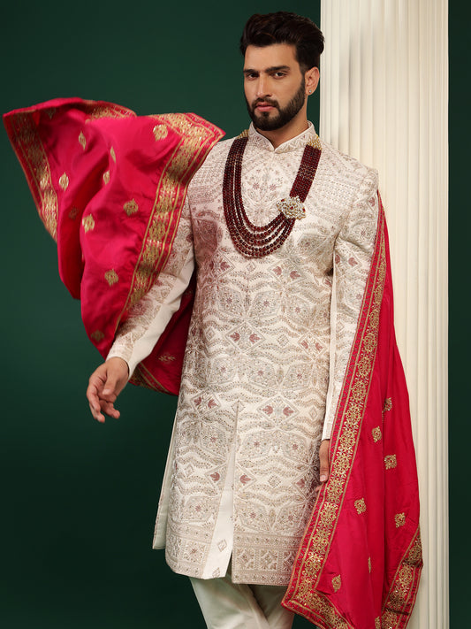 ROSEGOLD SHERWANI SET WITH KASHIDA HANDWORK