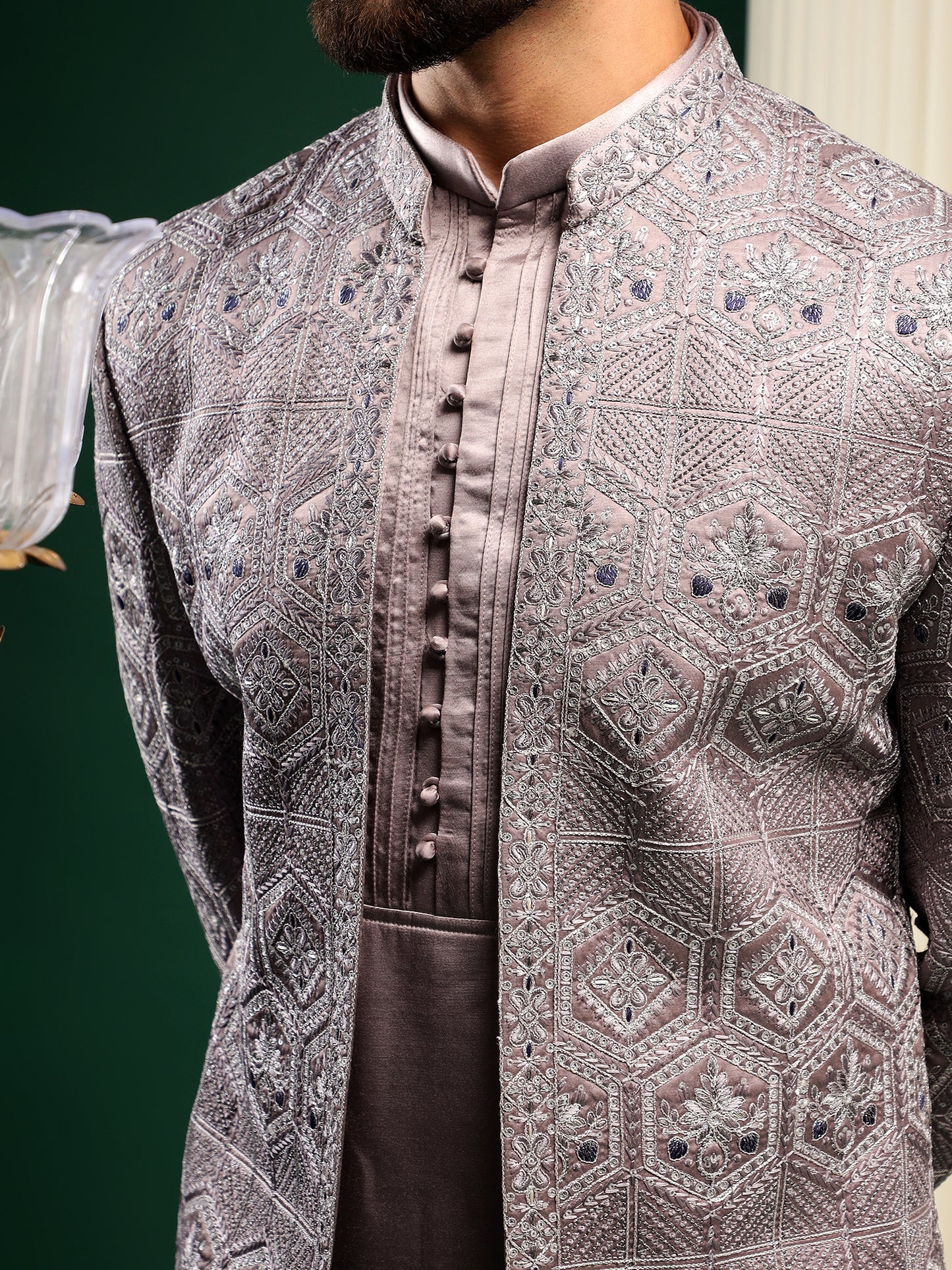 CHARISTMATIC LAVENDER COLOR INDOWESTERN WITH MATCHING KURTA