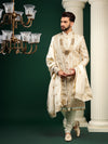 ENIGMATIC GOLD SHERWANI WITH TRADITIONAL MOTIFS