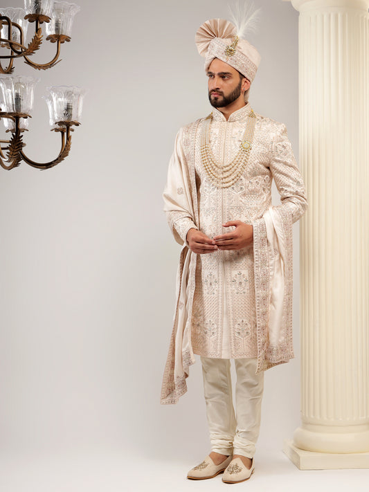 BLUSH PEACH COLOR SHERWANI SET