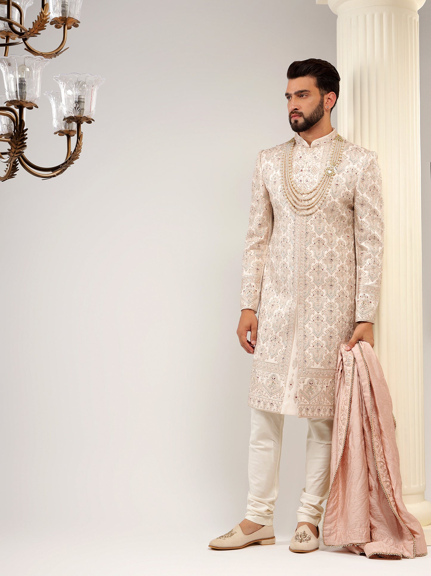 ETHNIC MOTIFS ROSE GOLD SHERWANI