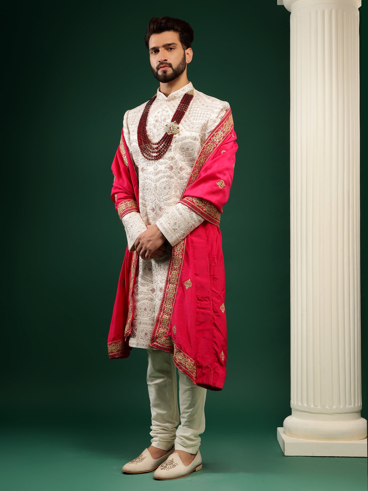 ROSEGOLD SHERWANI SET WITH KASHIDA HANDWORK