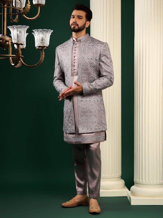 CHARISTMATIC LAVENDER COLOR INDOWESTERN WITH MATCHING KURTA