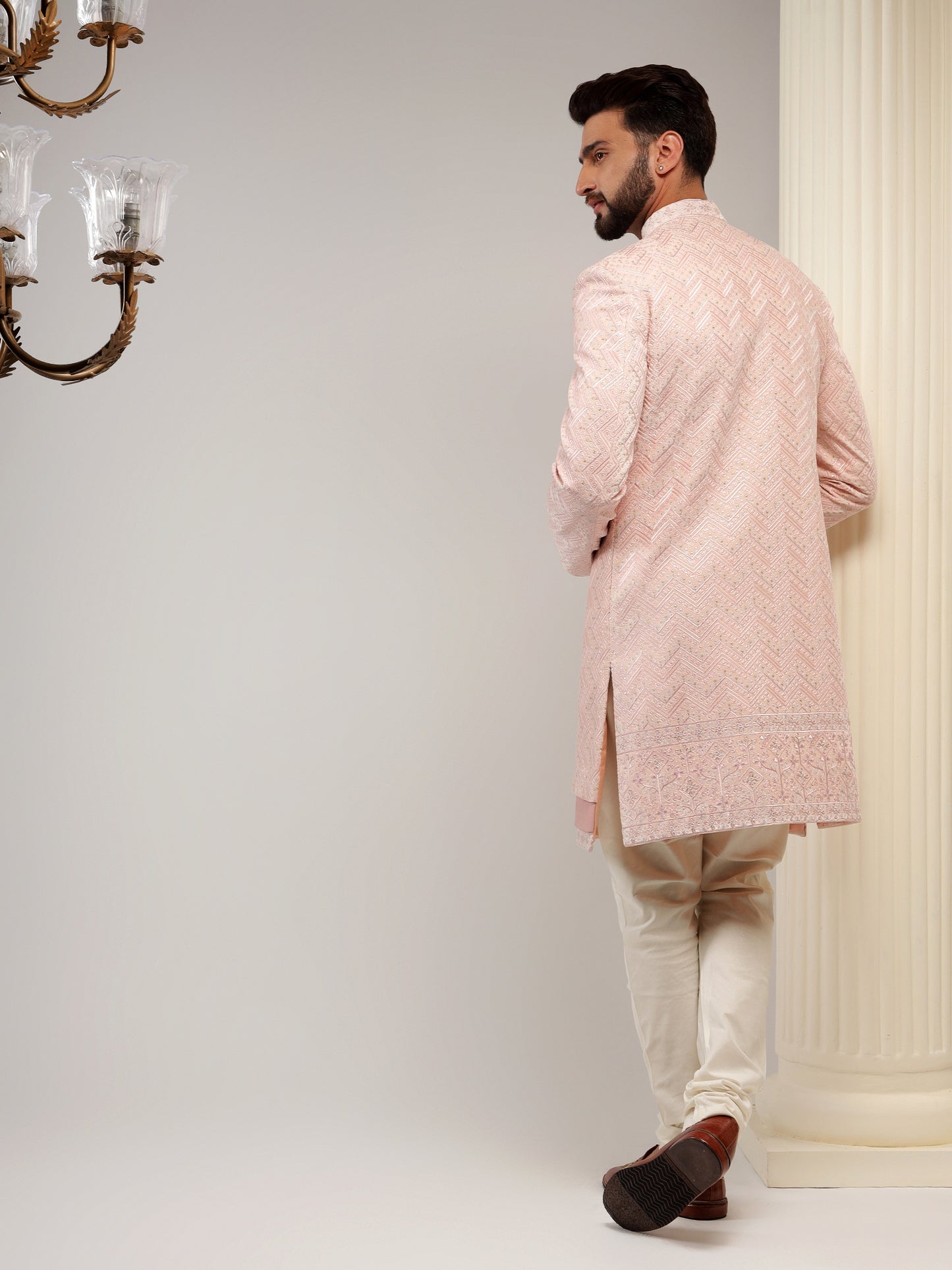 FLAMINGO PINK SHRUG STYLE INDOWESTERN SET