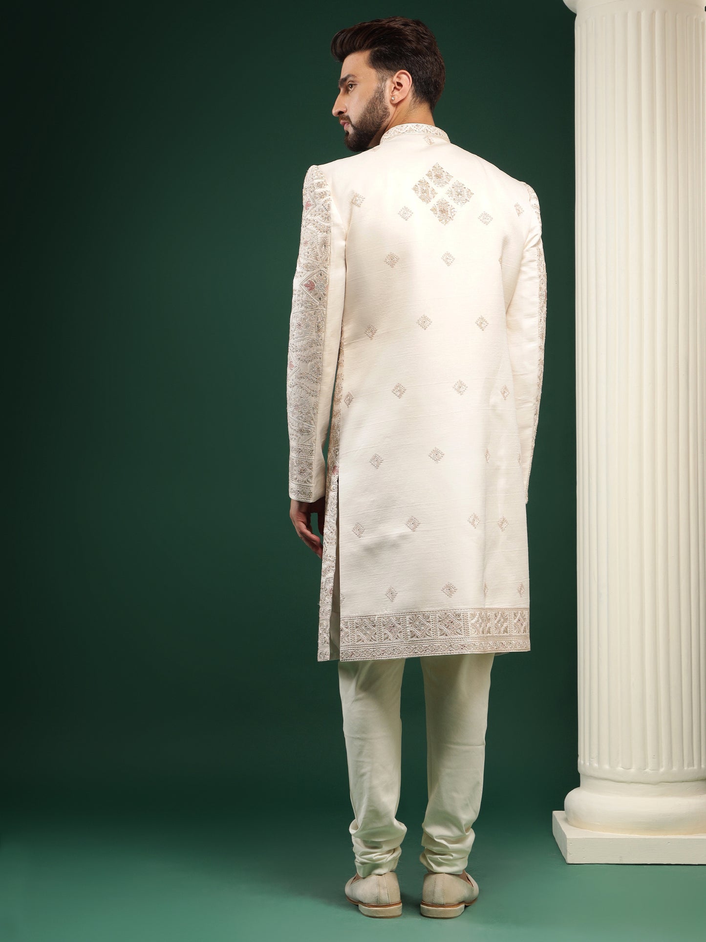 ROSEGOLD SHERWANI SET WITH KASHIDA HANDWORK