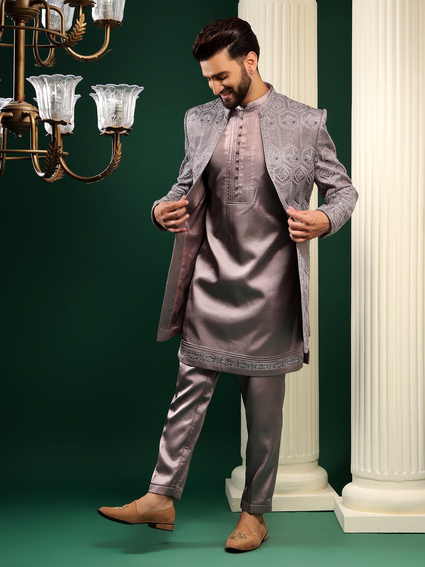 CHARISTMATIC LAVENDER COLOR INDOWESTERN WITH MATCHING KURTA