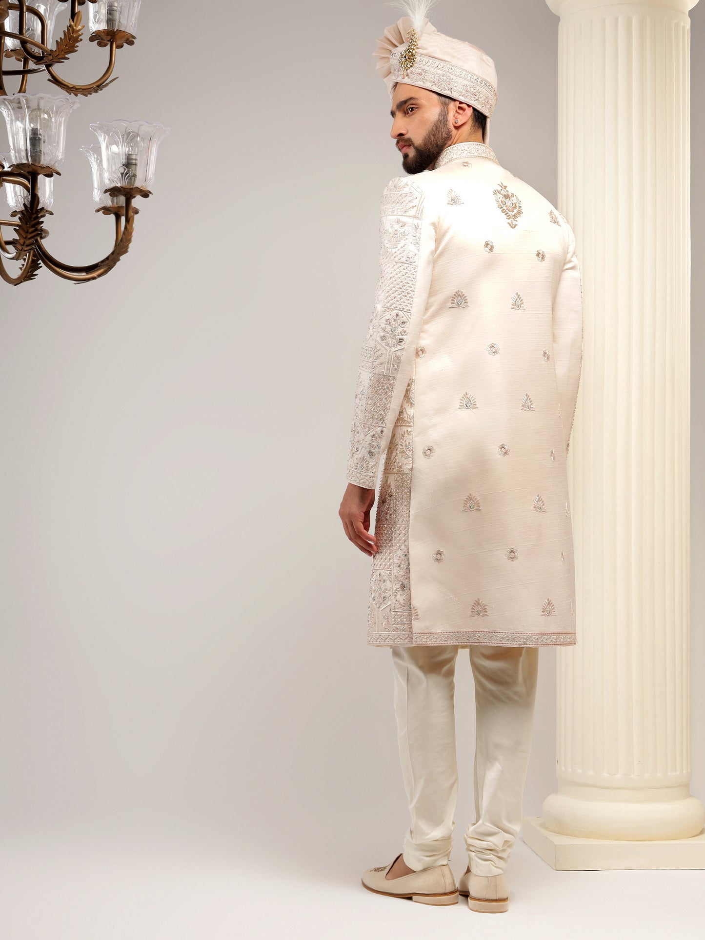 BLUSH PEACH COLOR SHERWANI SET