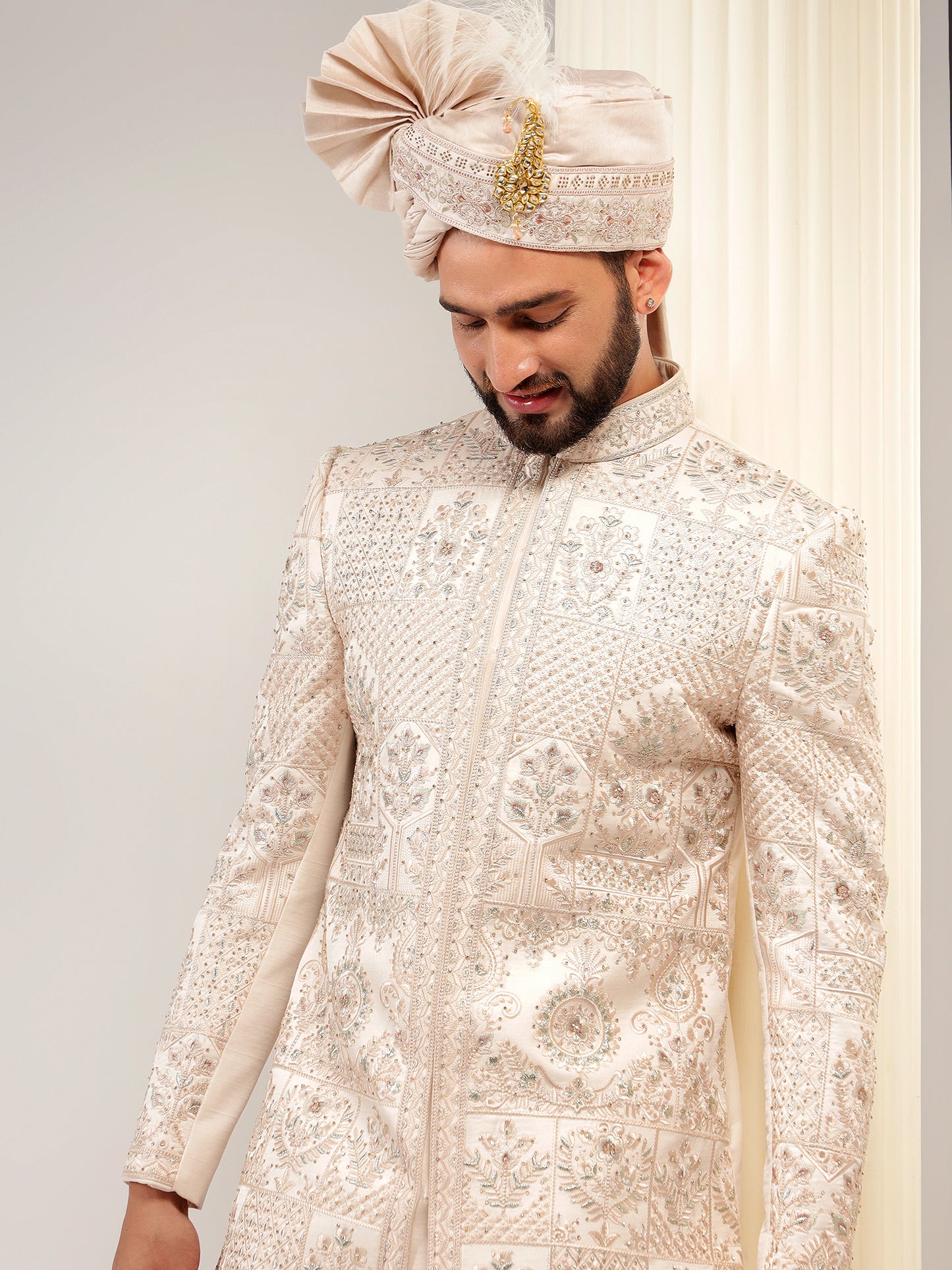 BLUSH PEACH COLOR SHERWANI SET