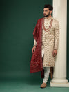 Royal Fawn Floral Motifs Groom Sherwani