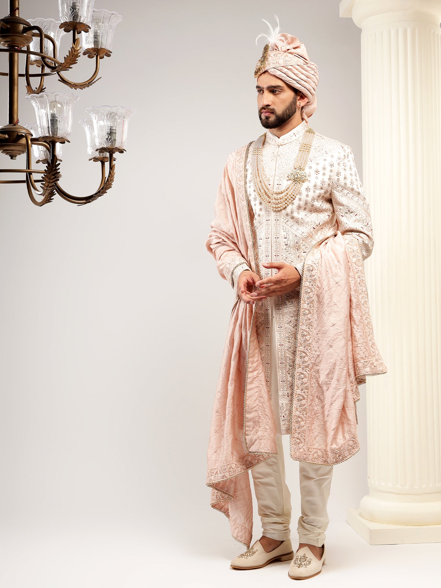 MAUVE PINK SHERWANI WITH ROYAL HANDWORK PATTERN