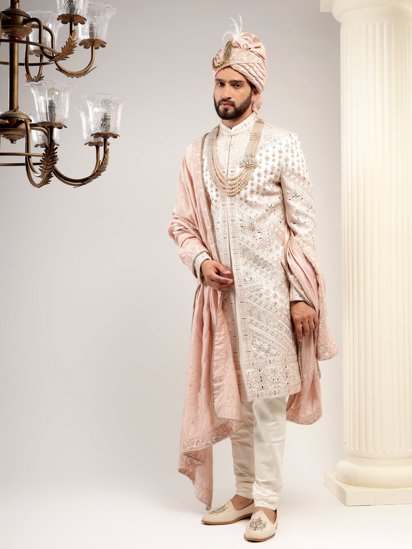 MAUVE PINK SHERWANI WITH ROYAL HANDWORK PATTERN